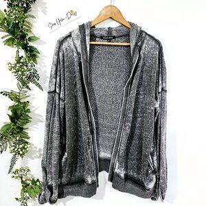 Ocean Drive‎ Womens Gray Hooded Cardigan M Surfer Faded Distressed~SW107.11